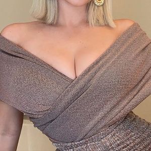 Cute Off the Shoulder Rose Gold Bodysuit